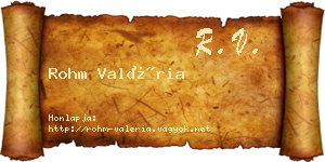 Rohm Valéria névjegykártya